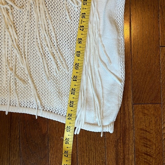 Sandro Paris | White Fringe Open Knit Sweater Size 1/small Western Festial Boho - Picture 9 of 12